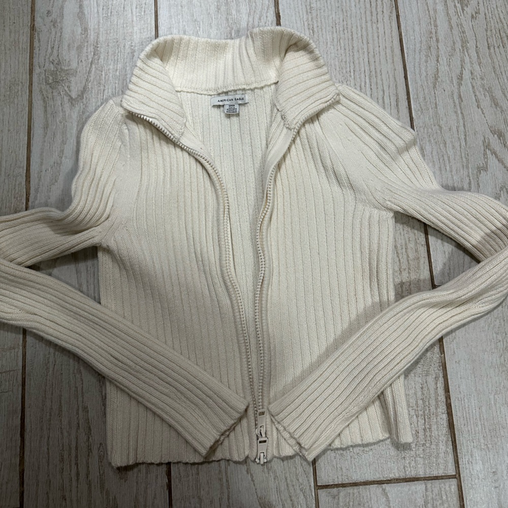 AE Mock Neck Double Zip Cardigan